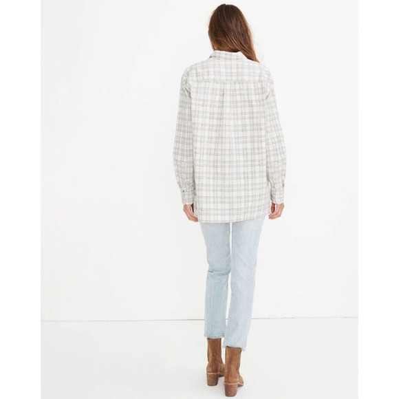 MADEWELL Ex-Boyfriend Corduroy Plaid Flannel Shirt MC063 Small Oversized Baggy - Picture 4 of 16